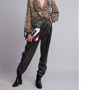 NWT Tibi Pleated Faux Leather Tapered Pants Size 6